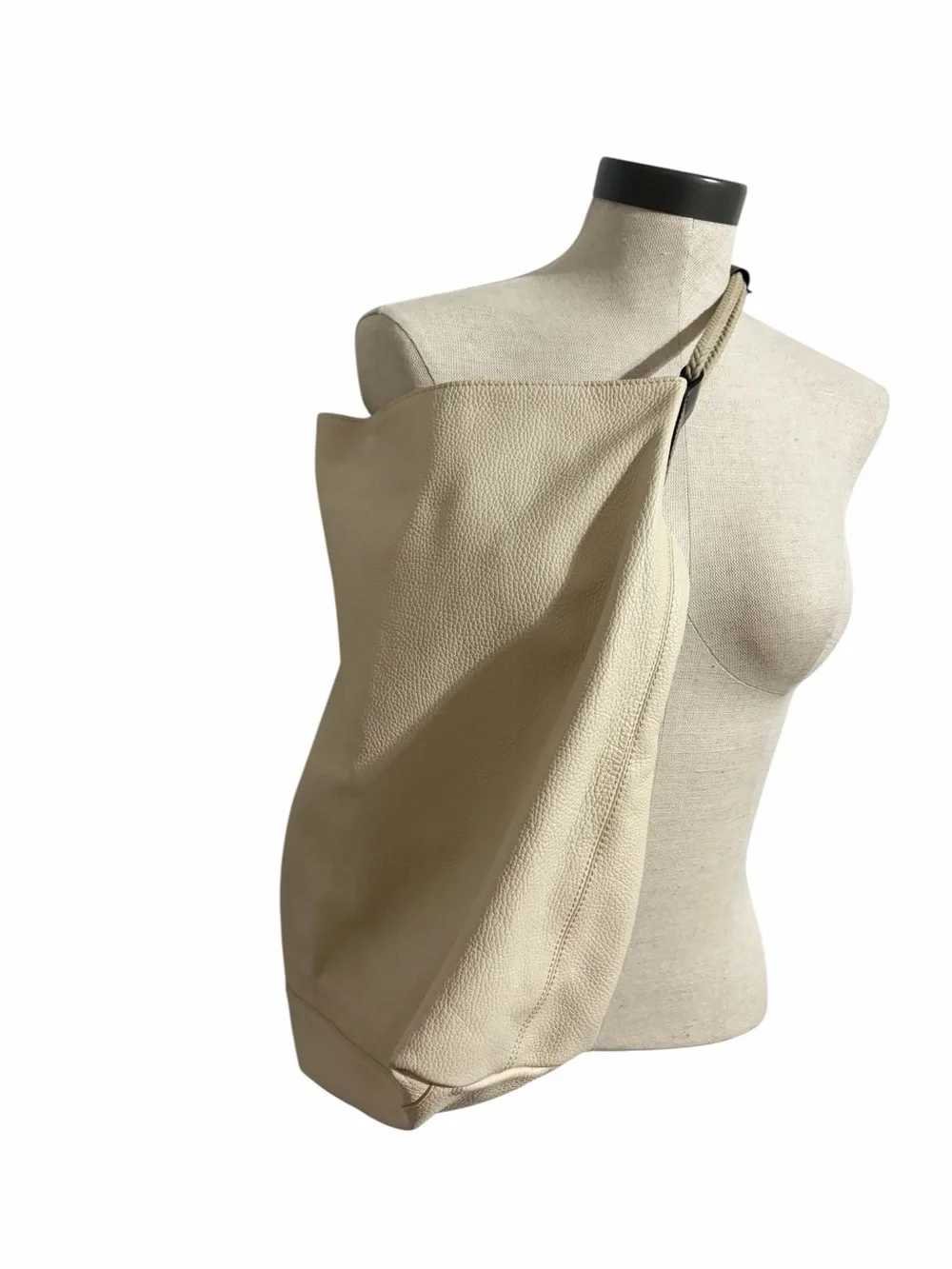 Hobbs Cream Pebbled Leather Hobo Shoulder Bag Large Slouchy Tote Large Boho